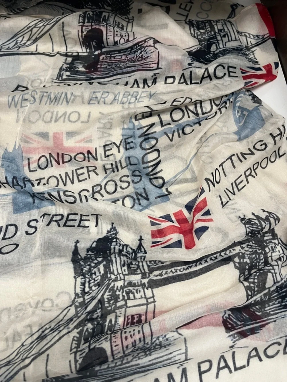 London Graphic Lightweight Scarf w/ scenes in London